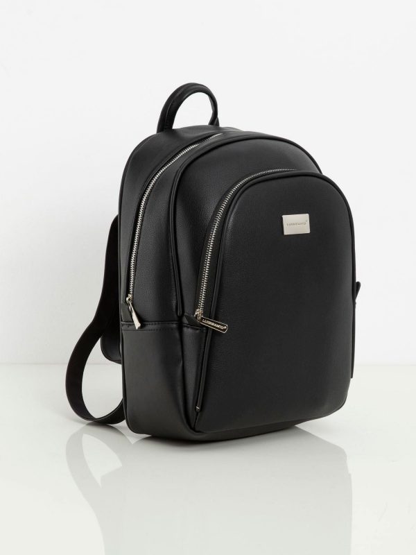 Black Eco Leather Backpack