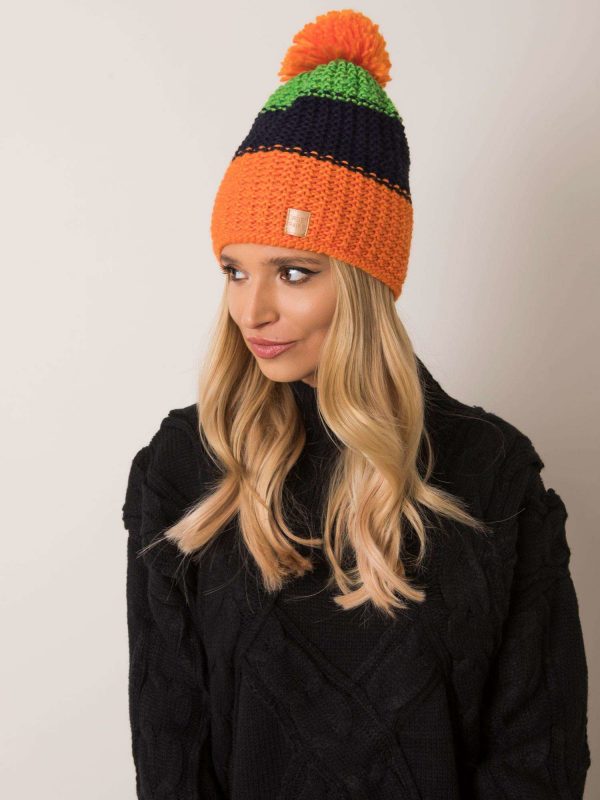 Orange-navy blue winter hat RUE PARIS