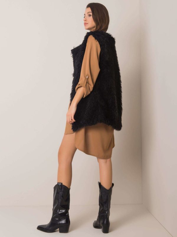 Hallie Black Fur Vest