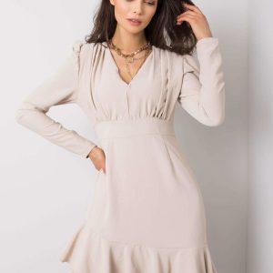 Beige dress with flounce Keandra RUE PARIS