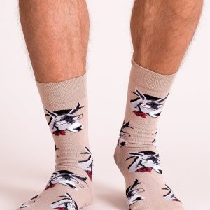 Beige men's socks with print