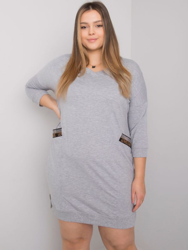 Grey melange plus size dress with Susan pockets