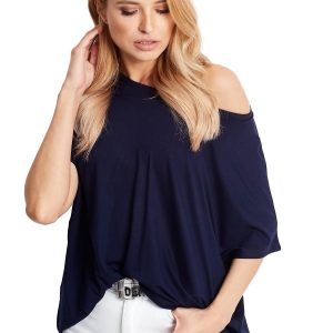 Navy blue blouse for women Oversize