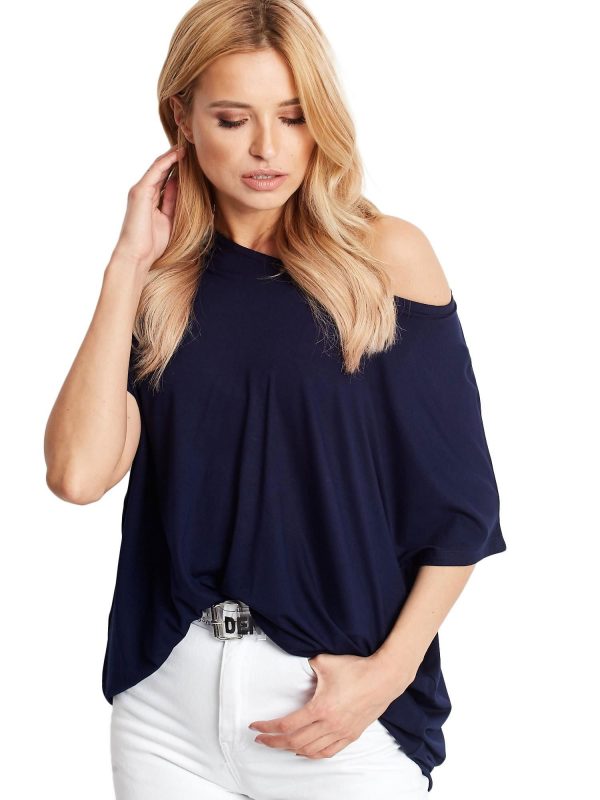 Navy blue blouse for women Oversize