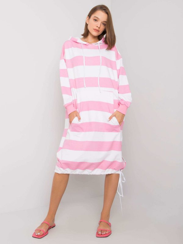 Jeannie White and Light Pink Striped Dress