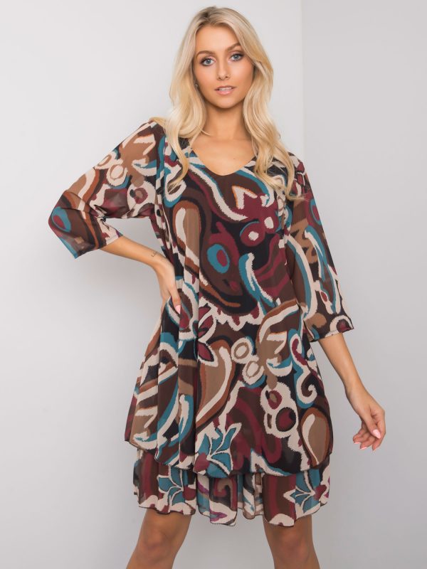 Black and burgundy dress for women with print Segovia