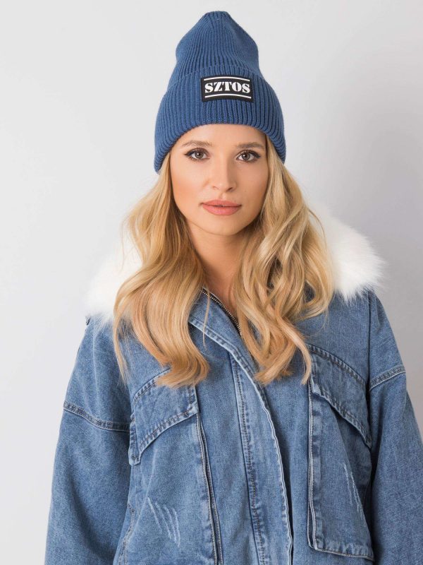 Dark Blue Winter Hat with Patch