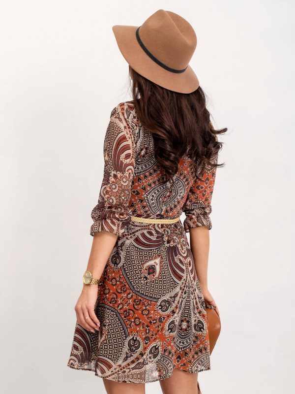 RUE PARIS Brown and beige dress Smile