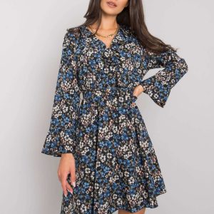 Black and dark blue dress with flowers Gracelynn