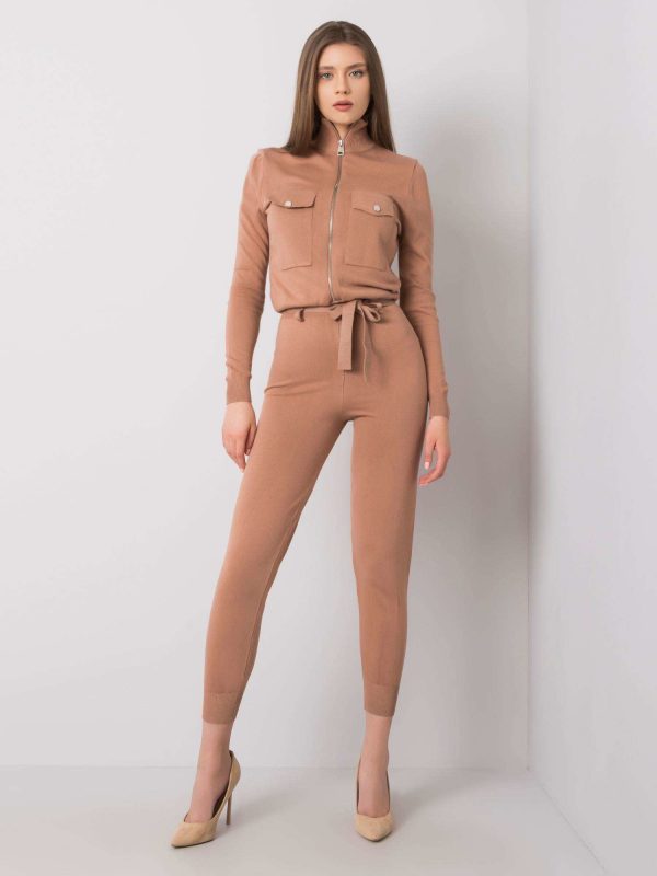 Brown knitted jumpsuit Johanna RUE PARIS