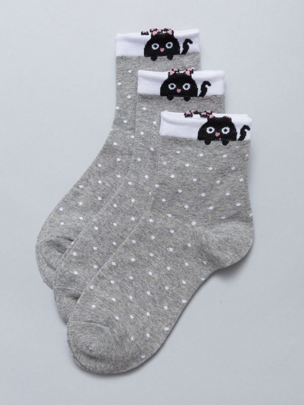 Gray polka dot socks 3-pack