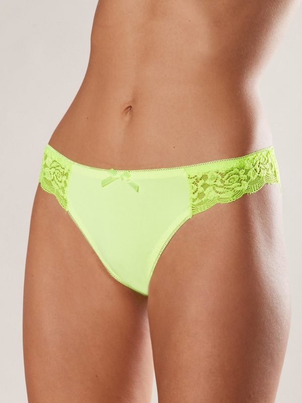 Fluo yellow briefs with lace back