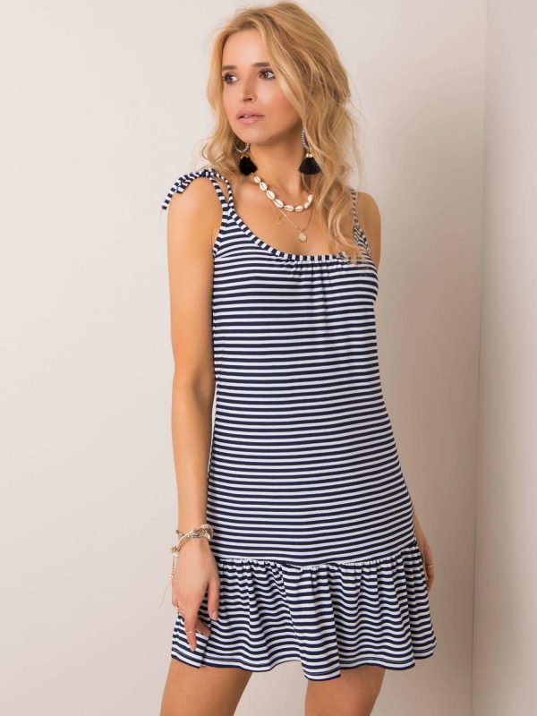 White and navy blue dress Seaside RUE PARIS