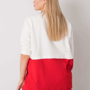 Ecru-red tunic plus size Philomene cotton