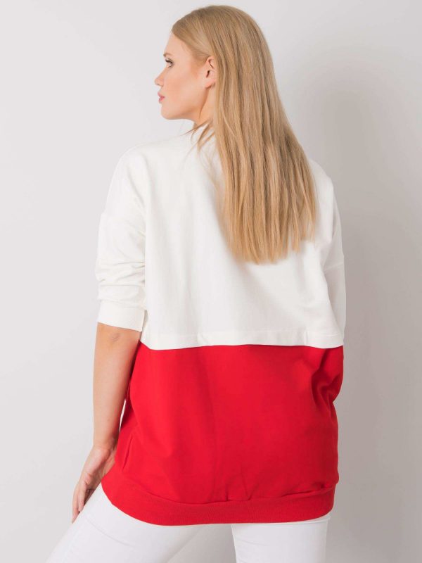 Ecru-red tunic plus size Philomene cotton