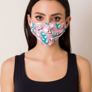 Pink protective mask with print