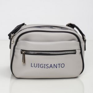 Light gray small handbag with inscription