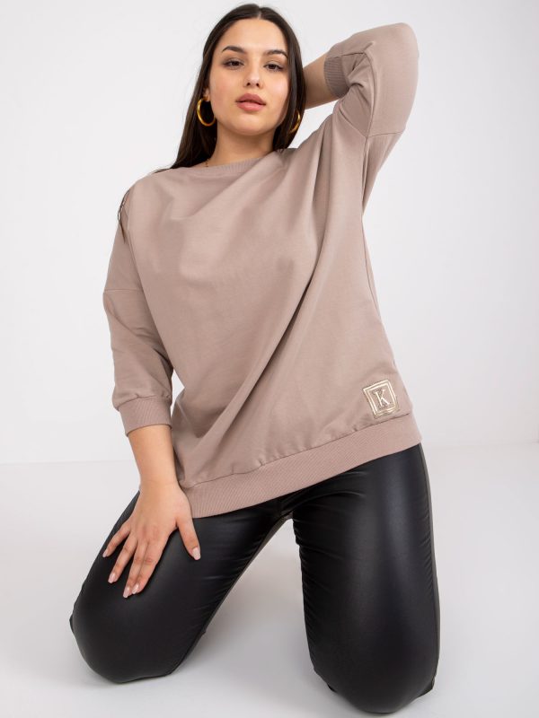 Dark beige plus size cotton blouse Odile