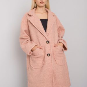 Women's dirty pink coat with pockets Bedford OCH BELLA