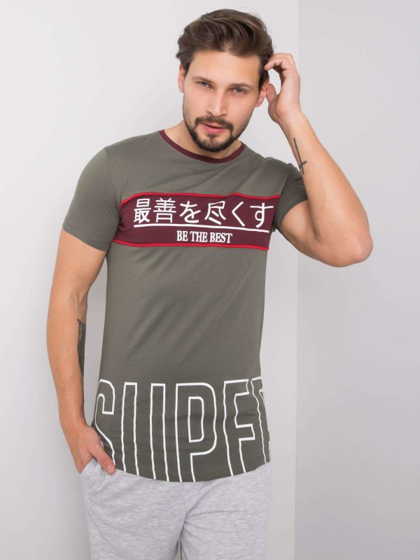 Khaki t-shirt for men by print Luca