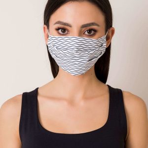 White and black striped face mask