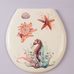 White toilet board with marine print