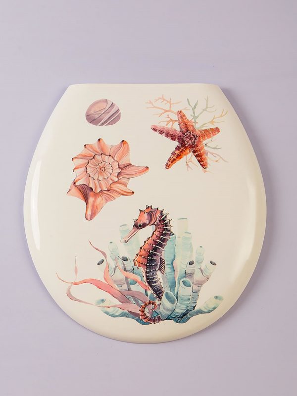 White toilet board with marine print