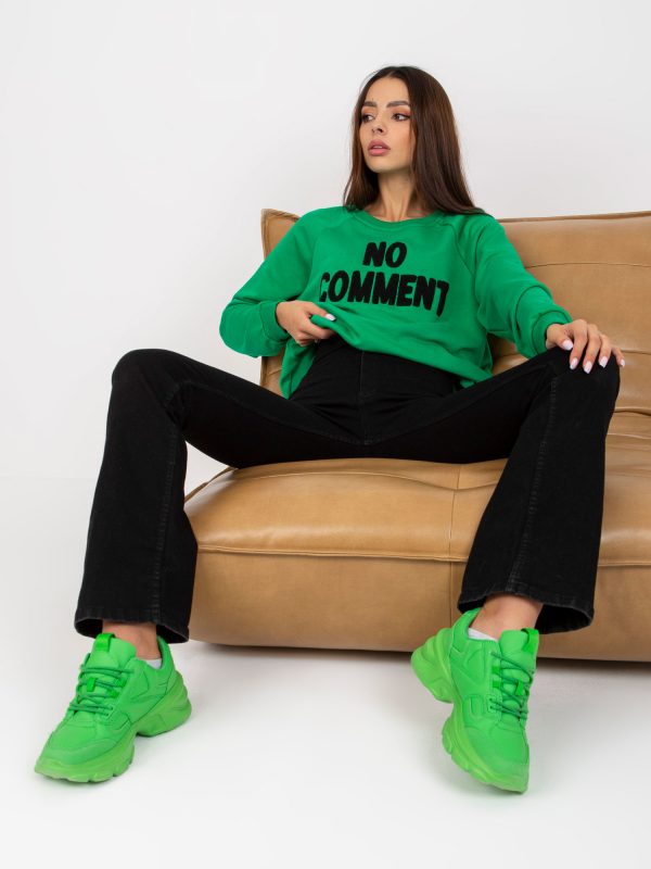 Green sweatshirt without hood with patch RUE PARIS