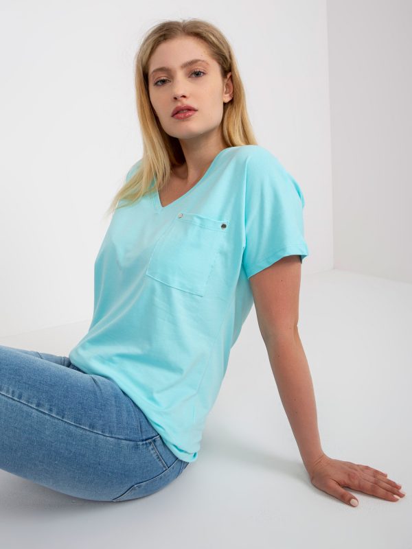 Mint cotton t-shirt plus size with pocket