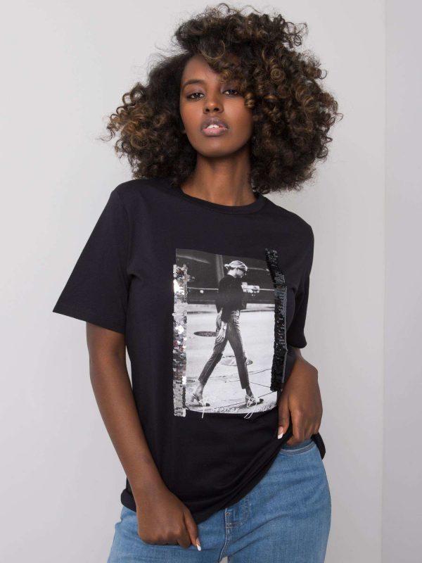 Black T-shirt with print Larissa