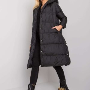 Black quilted jacket with hood Starlet