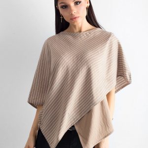 Beige asymmetrical striped blouse