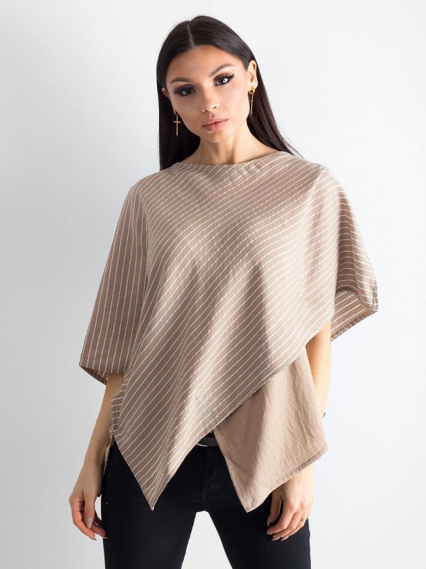 Beige asymmetrical striped blouse