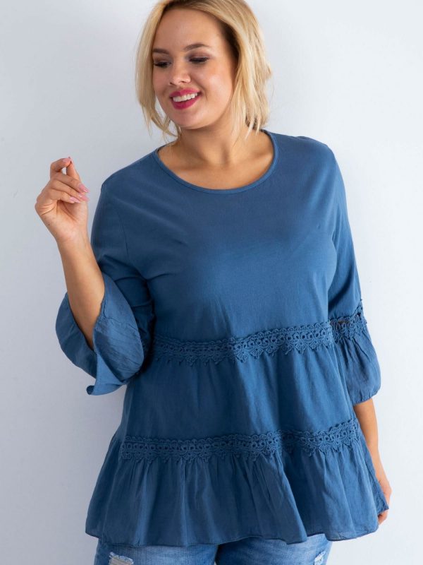 Dark blue boho tunic PLUS SIZE