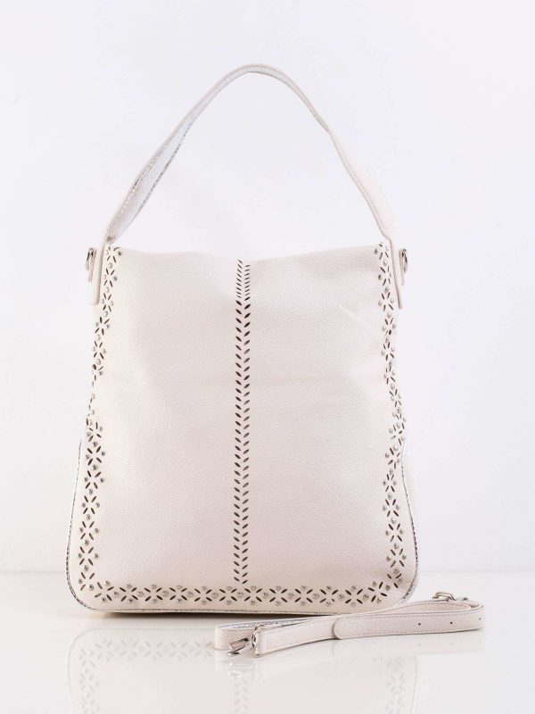 Cream women's bag with applique