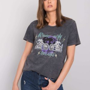 Dark grey t-shirt with print Krystal RUE PARIS