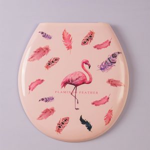 Pink toilet seat with print