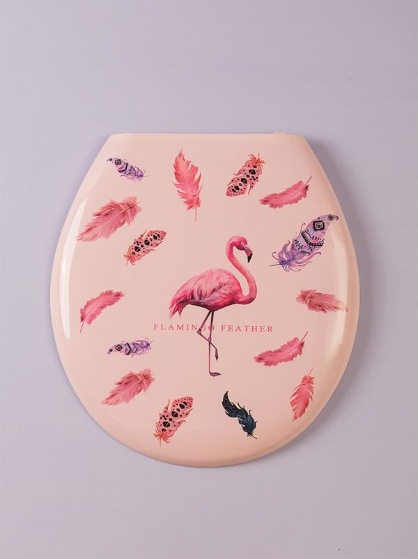 Pink toilet seat with print