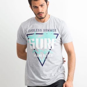 Grey Cotton Printed Men's T-Shirt