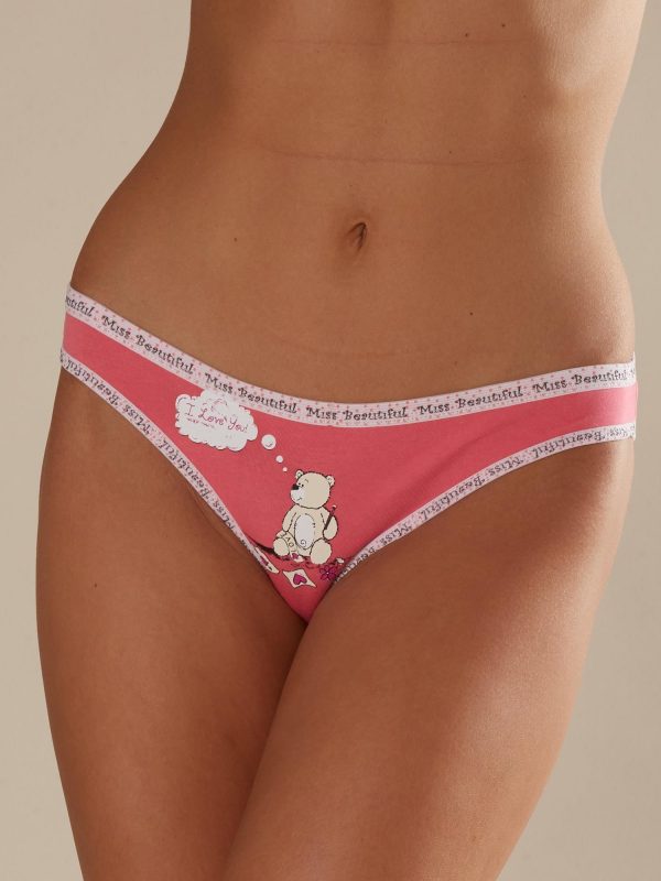 Pink women's panties with print