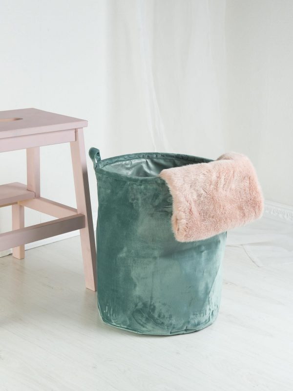 Green Velvet Storage Basket