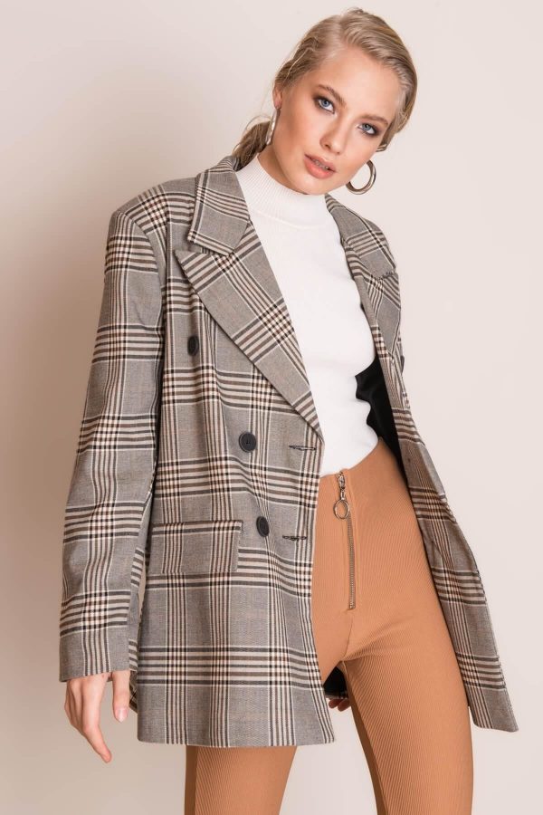 Grey BSL Plaid Blazer