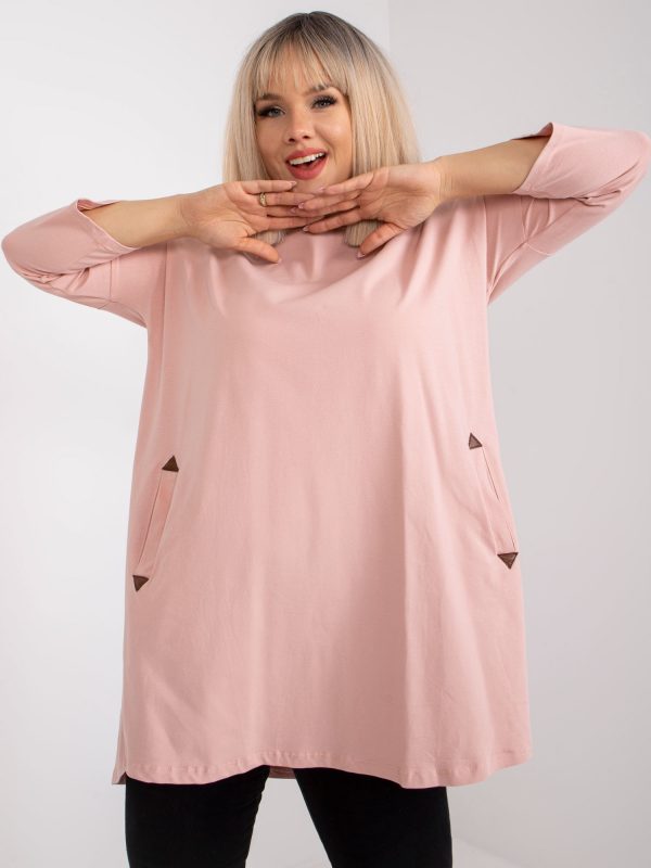 Dirty pink sweatshirt tunic plus size cotton Aline