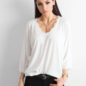 White Loose V-Neck Blouse