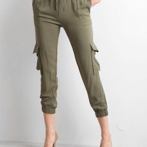 Khaki pants with pockets and binding