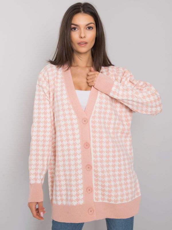 Light pink and white cardigan with houndstooth Arlington RUE PARIS