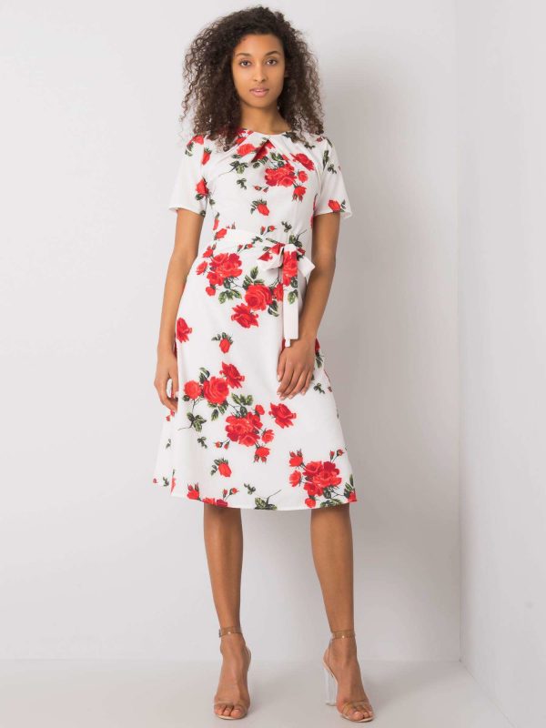 White and red Merla flower dress