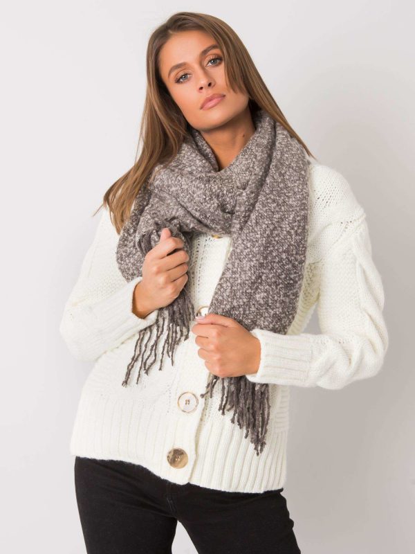 Gray scarf with fringes