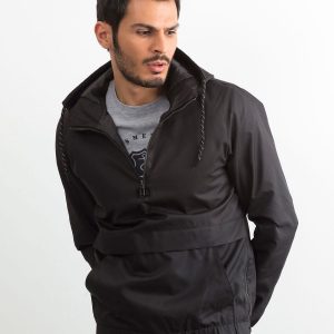 Men's Black Hooded Windbreaker Jacket