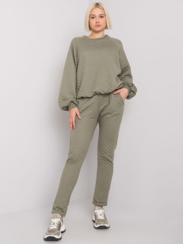 Khaki two-piece quilted set Palermo